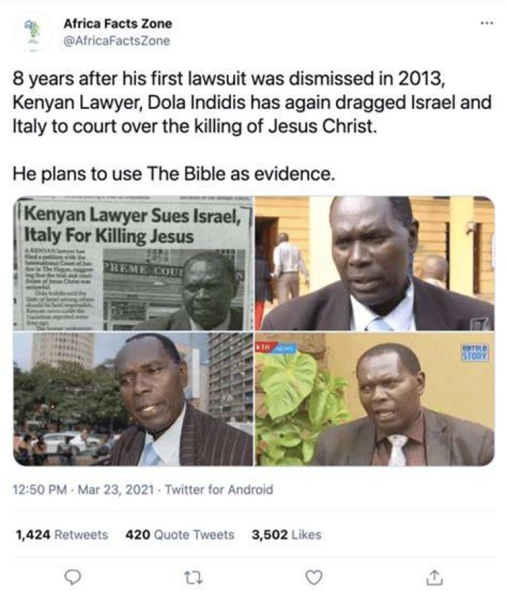 8 Years After His First Lawsuit Was Dismissed, Kenyan Lawyer Once Again Heads To Court As He Sues Isreal & Italy For Killing Jesus Christ