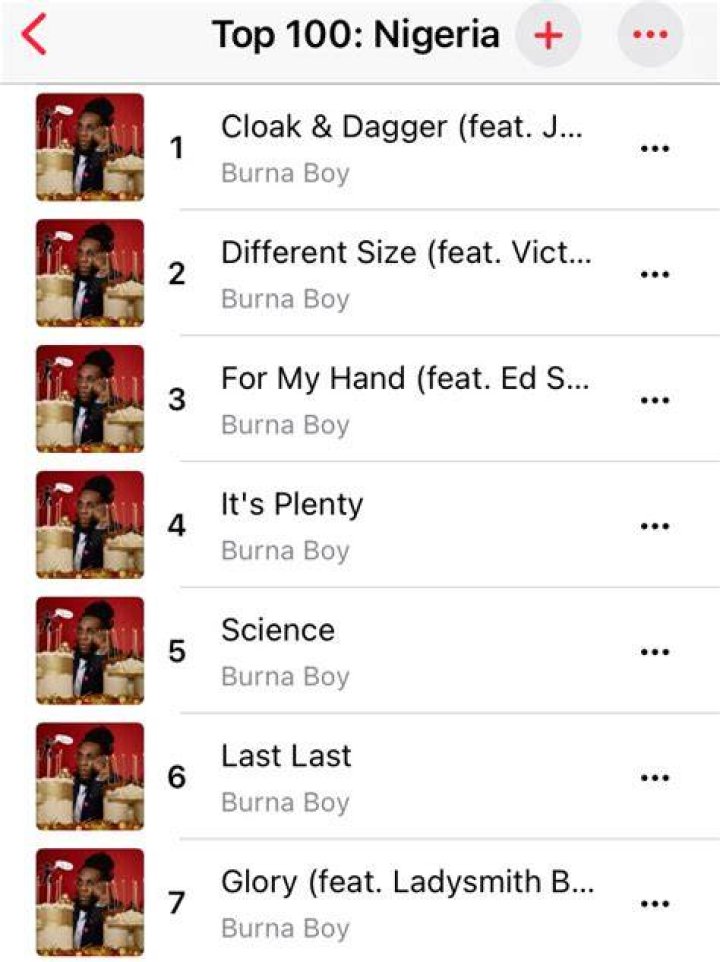 Burna Boy’s ‘Love, Damini’ Album Dominates Apple Music Top 100