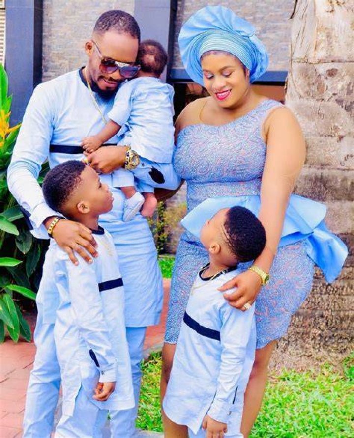 Epitome Of A Good Husband And Father: Nollywood Actor Jnr Pope Puts His Adorable Family On Display