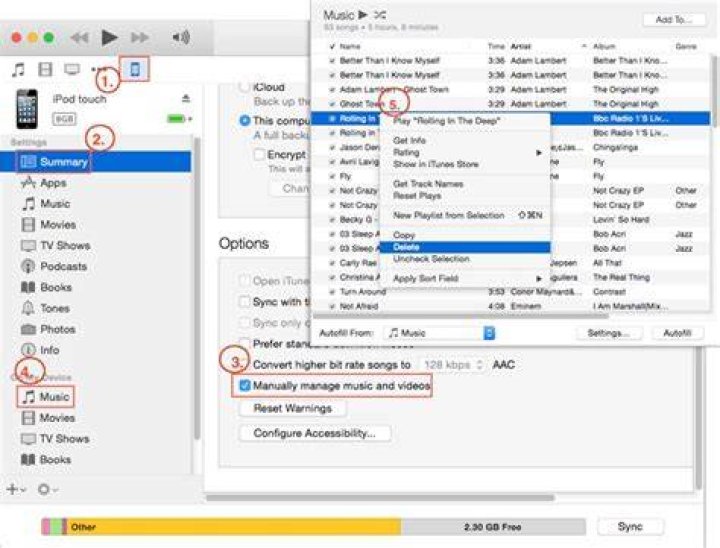 How to delete songs from ipod nano