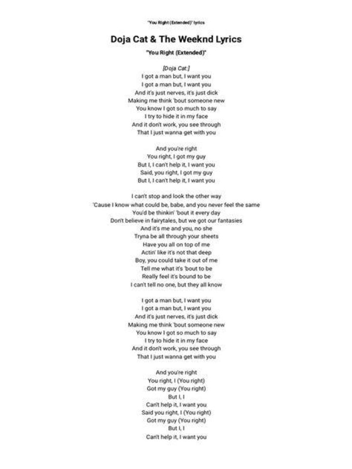 LYRICS: Doja Cat X The Weeknd – You Right