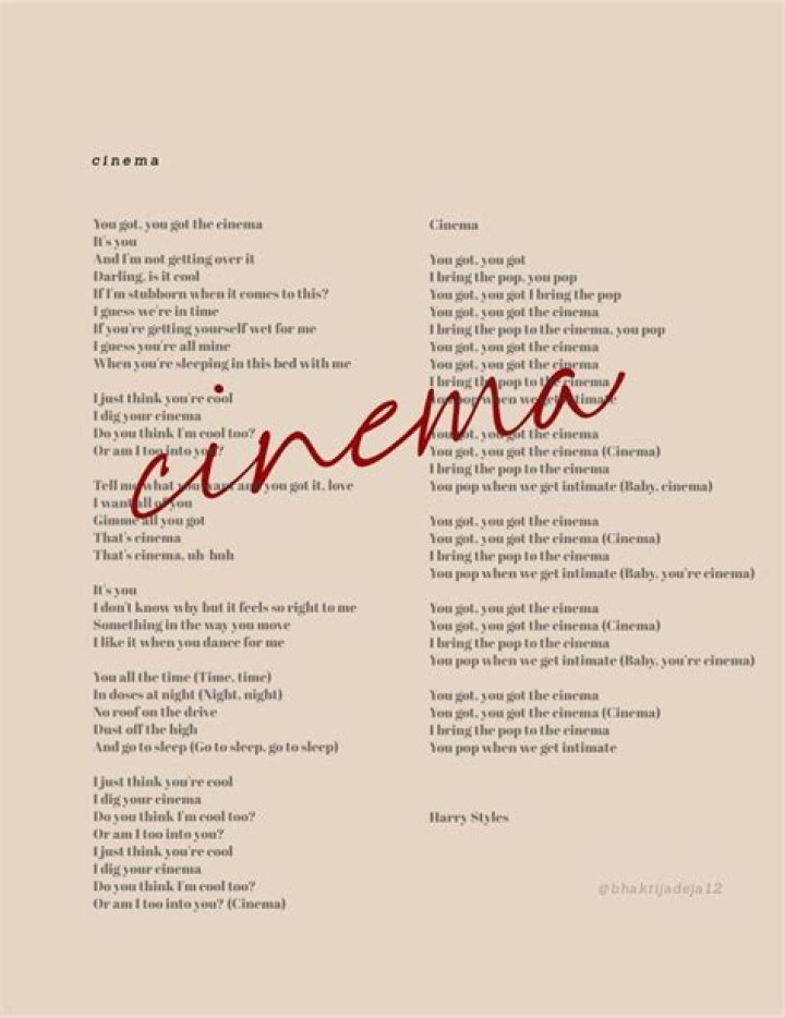 LYRICS: Harry Styles – Cinema