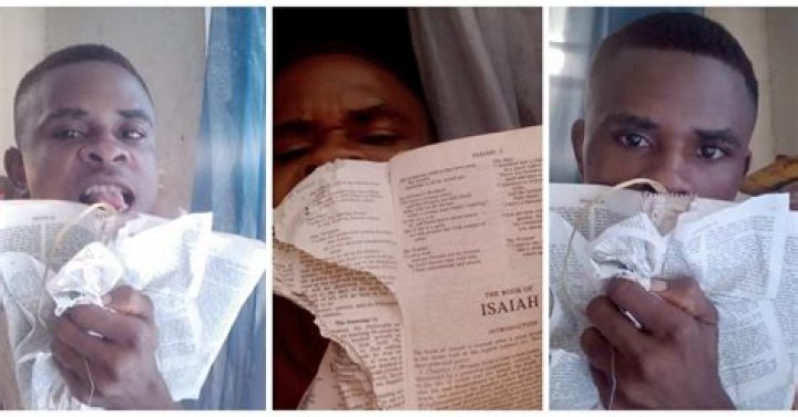 Nigerian Man Tears The Holy Bible Into Pieces & Uses It As His ‘Toilet Paper’; Says God Has No POWER