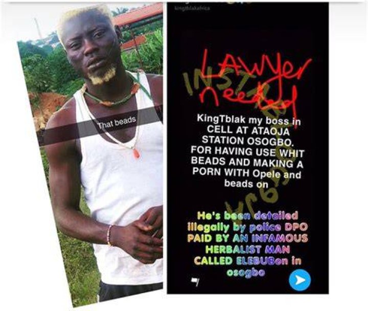 Nigerian Pornstar, Kingtblakhoc Reportedly Arrested For Using Ifa Worshippers’ Item To Shoot A Porn Movie