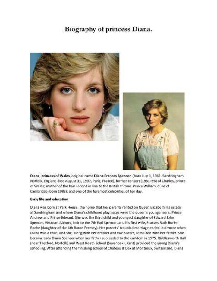Princess Diana Bio, Age, Death, Career, Net Worth, Family