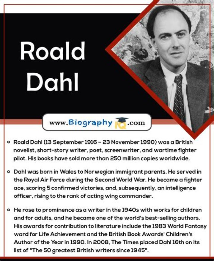 Roald Dahl Bio, Age, Height, Career, Wife, Children, Net Worth