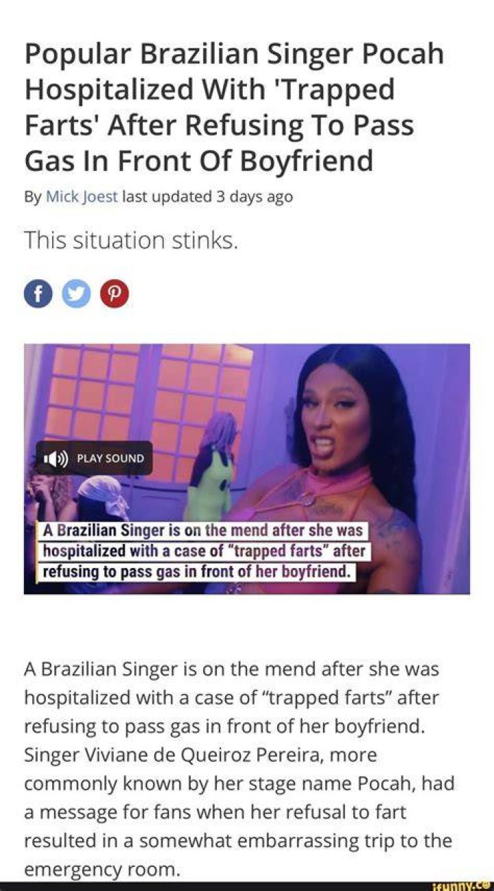 Singer Pocah Hospitalized With Trapped Gas After Holding In Her Farts While She Was With Her Boyfriend