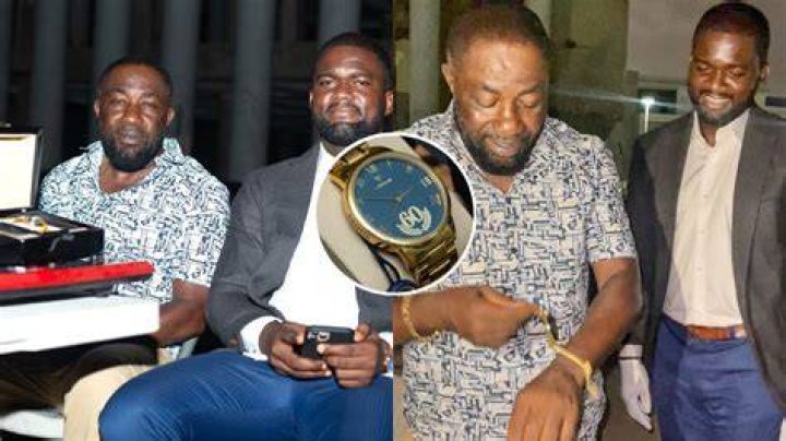 “Too Much Money”- Caveman Watches Gifts Customised Watch To Dr Osei Kwame Despite (PHOTOS)