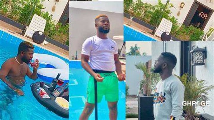 Watch: Bisa Kdei Does The Swimming Pool Challenge; Shares Video Chilling In His Pool In Style
