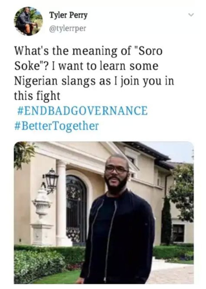 “What Is The Meaning Of ‘Soro Soke’?” – American Star Tyler Perry Quizzes, See Replies He Got